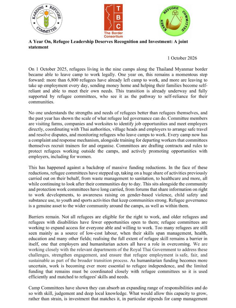 A Year On, Refugee Leadership Deserves Recognition and Investment: A joint statement